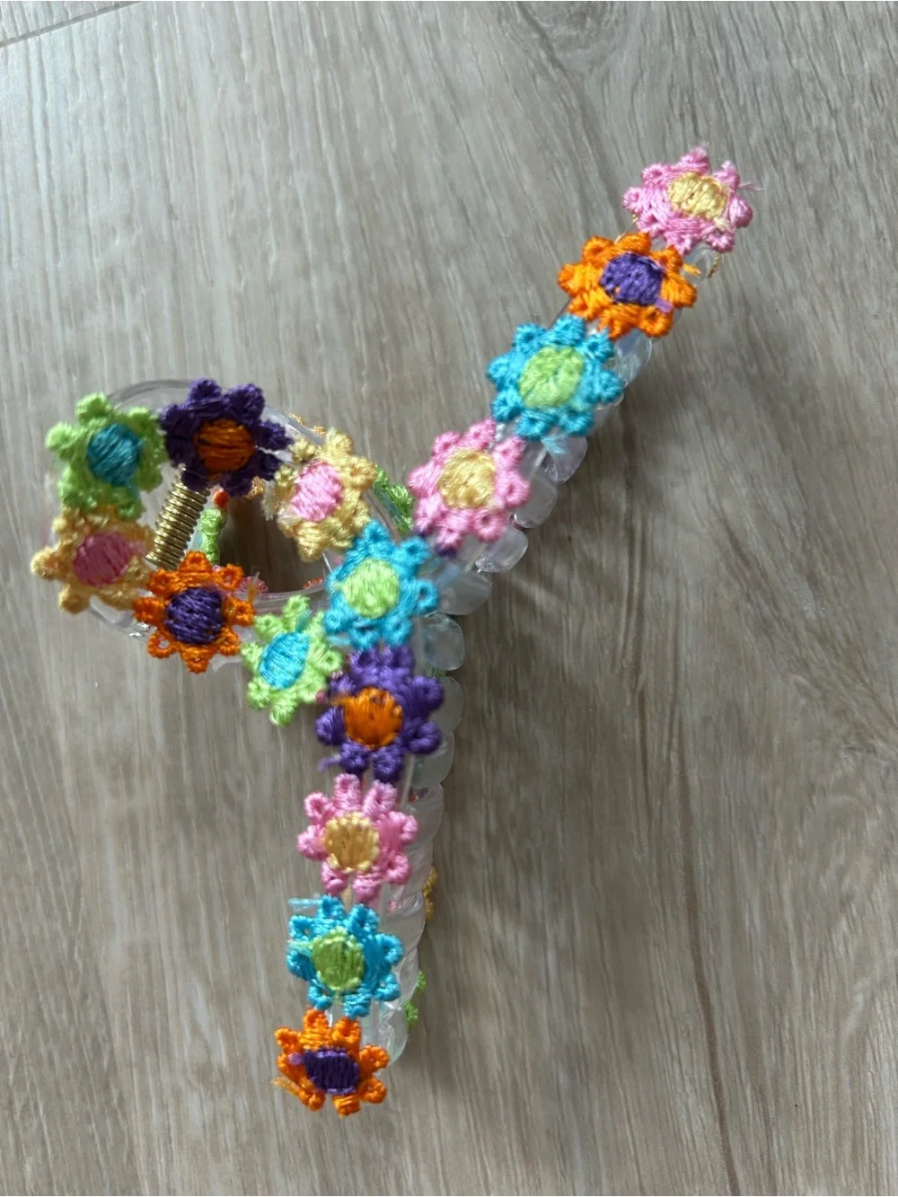 Hand Embroidered Floral Crochet Hair Clip 🌻💐🌷